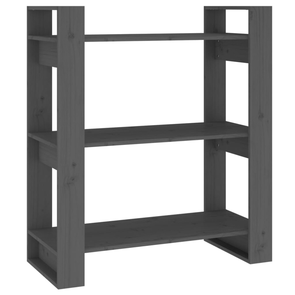 vidaXL Bibliotecă/Separator cameră, gri, 80x35x91 cm, lemn masiv pin