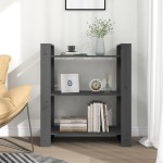 vidaXL Bibliotecă/Separator cameră, gri, 80x35x91 cm, lemn masiv pin
