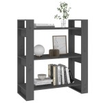 vidaXL Bibliotecă/Separator cameră, gri, 80x35x91 cm, lemn masiv pin