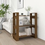 vidaXL Bibliotecă/Separator cameră, maro miere, 80x35x91 cm, lemn pin vidaXL Bibliotecă/Separator cameră, maro miere, 80x35x91 cm, lemn pin