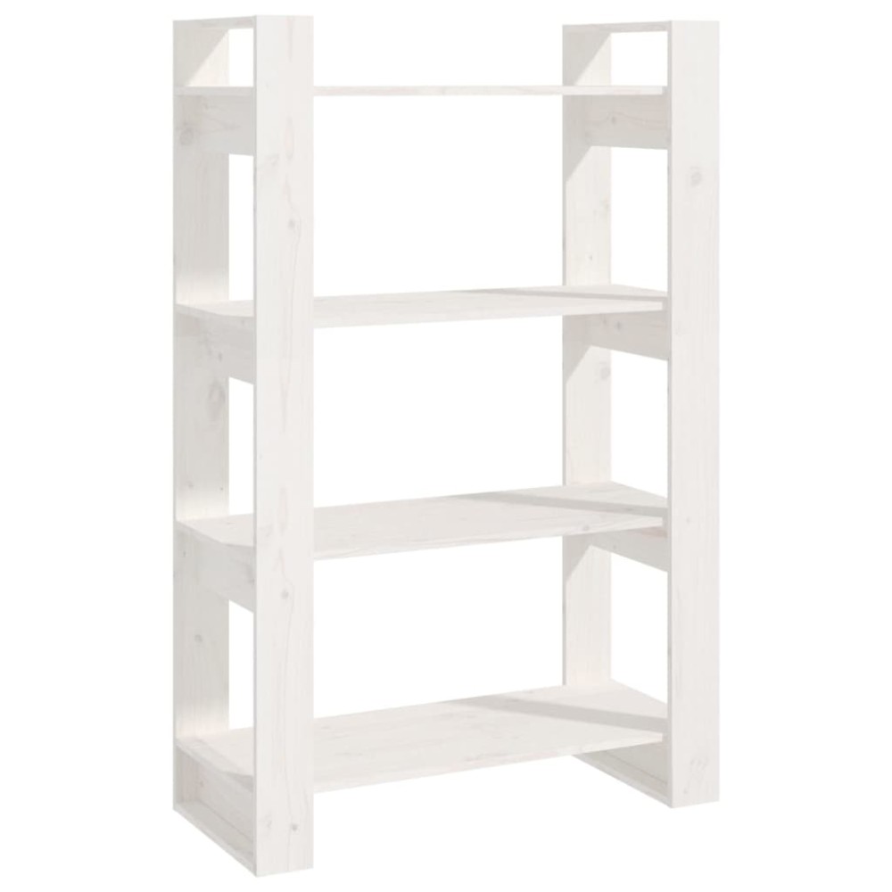vidaXL Bibliotecă/Separator cameră, alb, 80x35x125 cm, lemn masiv pin