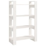 vidaXL Bibliotecă/Separator cameră, alb, 80x35x125 cm, lemn masiv pin