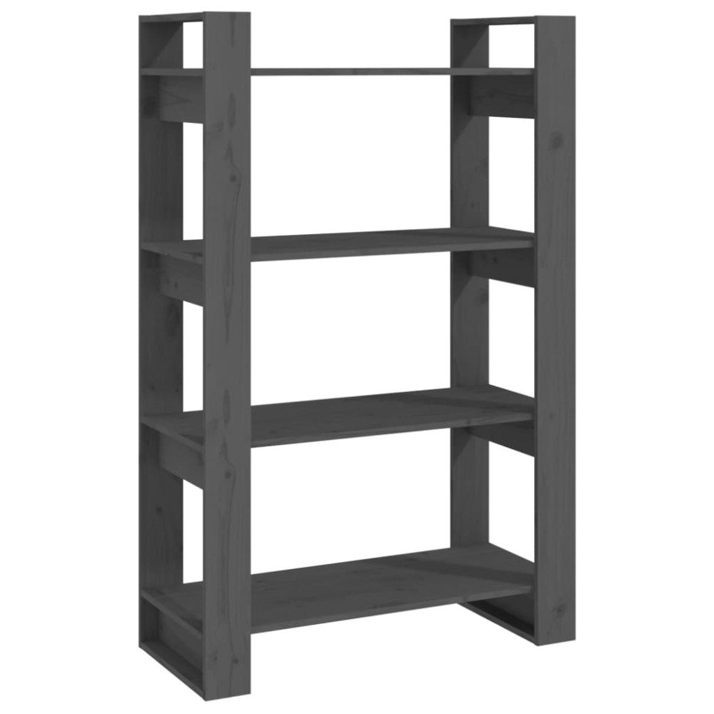 vidaXL Bibliotecă/Separator cameră, gri, 80x35x125 cm, lemn masiv pin