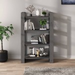 vidaXL Bibliotecă/Separator cameră, gri, 80x35x125 cm, lemn masiv pin vidaXL Bibliotecă/Separator cameră, gri, 80x35x125 cm, lemn masiv pin