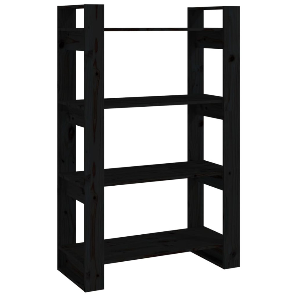 vidaXL Bibliotecă/Separator cameră negru 80x35x125 cm lemn masiv pin