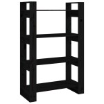 vidaXL Bibliotecă/Separator cameră negru 80x35x125 cm lemn masiv pin vidaXL Bibliotecă/Separator cameră negru 80x35x125 cm lemn masiv pin