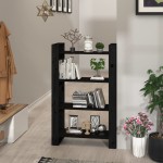vidaXL Bibliotecă/Separator cameră negru 80x35x125 cm lemn masiv pin vidaXL Bibliotecă/Separator cameră negru 80x35x125 cm lemn masiv pin