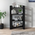 vidaXL Bibliotecă/Separator cameră negru 80x35x125 cm lemn masiv pin vidaXL Bibliotecă/Separator cameră negru 80x35x125 cm lemn masiv pin