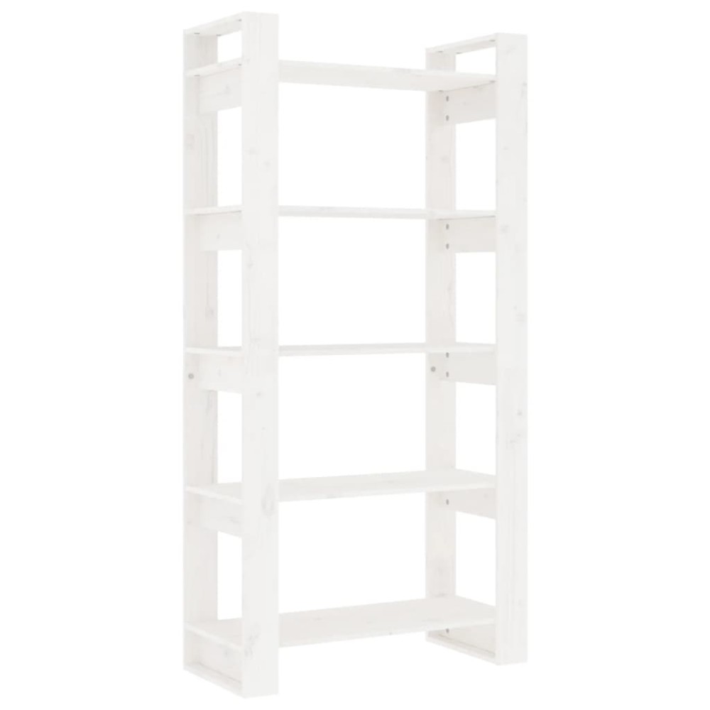 vidaXL Bibliotecă/Separator cameră, alb, 80x35x160 cm, lemn masiv pin