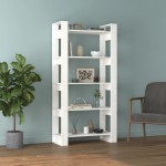 vidaXL Bibliotecă/Separator cameră, alb, 80x35x160 cm, lemn masiv pin