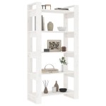 vidaXL Bibliotecă/Separator cameră, alb, 80x35x160 cm, lemn masiv pin