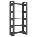 vidaXL Bibliotecă/Separator cameră, gri, 80x35x160 cm, lemn masiv pin vidaXL Bibliotecă/Separator cameră, gri, 80x35x160 cm, lemn masiv pin