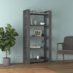 vidaXL Bibliotecă/Separator cameră, gri, 80x35x160 cm, lemn masiv pin vidaXL Bibliotecă/Separator cameră, gri, 80x35x160 cm, lemn masiv pin