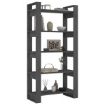 vidaXL Bibliotecă/Separator cameră, gri, 80x35x160 cm, lemn masiv pin vidaXL Bibliotecă/Separator cameră, gri, 80x35x160 cm, lemn masiv pin