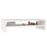 vidaXL Stand pentru monitor, alb, 50x24x13 cm, lemn masiv de pin