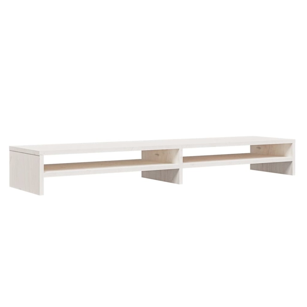 vidaXL Stand pentru monitor, alb, 100x24x13 cm, lemn masiv de pin