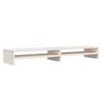 vidaXL Stand pentru monitor, alb, 100x24x13 cm, lemn masiv de pin