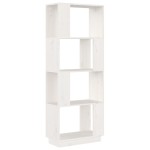vidaXL Bibliotecă/Separator cameră, alb, 51x25x132 cm lemn masiv pin