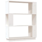 vidaXL Bibliotecă/Separator cameră, alb, 80x25x101 cm, lemn masiv pin
