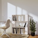 vidaXL Bibliotecă/Separator cameră, alb, 80x25x101 cm, lemn masiv pin
