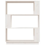vidaXL Bibliotecă/Separator cameră, alb, 80x25x101 cm, lemn masiv pin