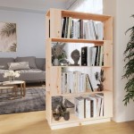 vidaXL Bibliotecă/Separator cameră, 80x25x132 cm lemn masiv pin vidaXL Bibliotecă/Separator cameră, 80x25x132 cm lemn masiv pin