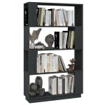 vidaXL Bibliotecă/Separator cameră, gri, 80x25x132 cm, lemn masiv pin vidaXL Bibliotecă/Separator cameră, gri, 80x25x132 cm, lemn masiv pin