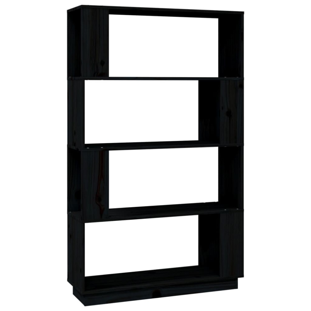 vidaXL Bibliotecă/Separator cameră, negru, 80x25x132 cm lemn masiv pin