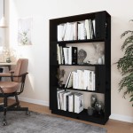 vidaXL Bibliotecă/Separator cameră, negru, 80x25x132 cm lemn masiv pin vidaXL Bibliotecă/Separator cameră, negru, 80x25x132 cm lemn masiv pin