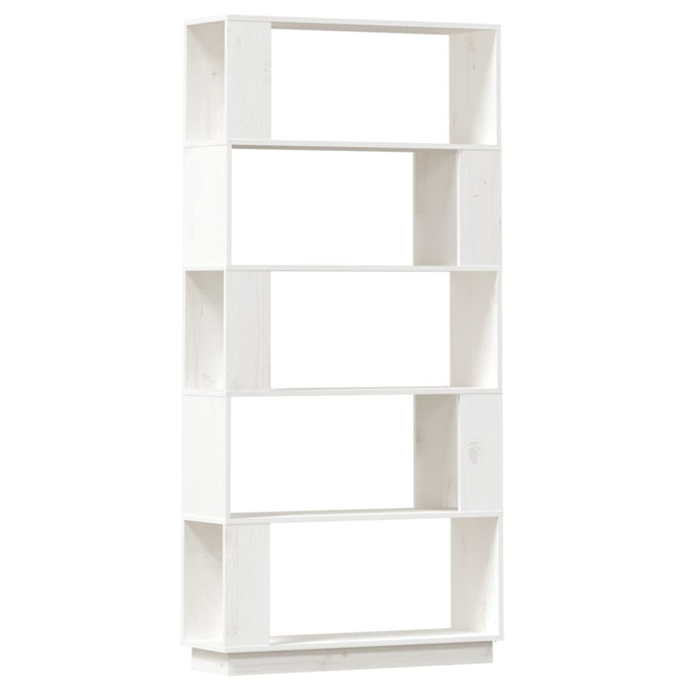 vidaXL Bibliotecă/Separator cameră, alb, 80x25x132 cm lemn masiv pin