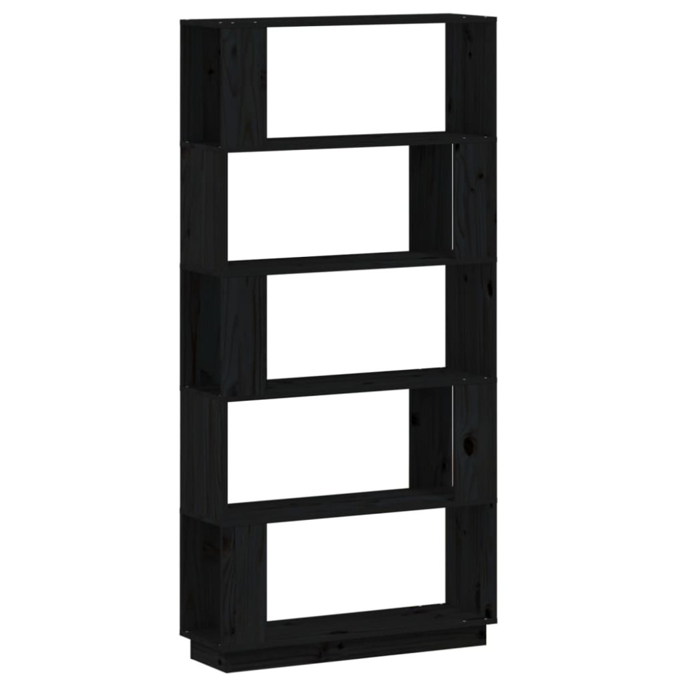 vidaXL Bibliotecă/Separator cameră negru 80x25x163,5 cm lemn masiv pin