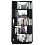 vidaXL Bibliotecă/Separator cameră negru 80x25x163,5 cm lemn masiv pin