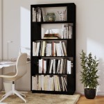 vidaXL Bibliotecă/Separator cameră negru 80x25x163,5 cm lemn masiv pin