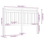 vidaXL Tăblie de pat, gri, 166x4x100 cm, lemn masiv de pin