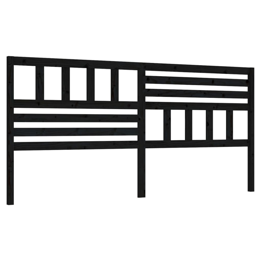 vidaXL Tăblie de pat, negru, 206x4x100 cm, lemn masiv de pin
