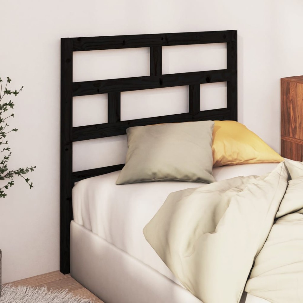 vidaXL Tăblie de pat, negru, 106x4x100 cm, lemn masiv de pin