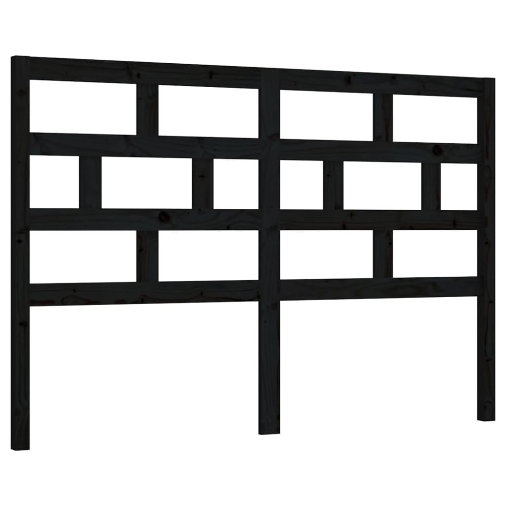 vidaXL Tăblie de pat, negru, 141x4x100 cm, lemn masiv de pin