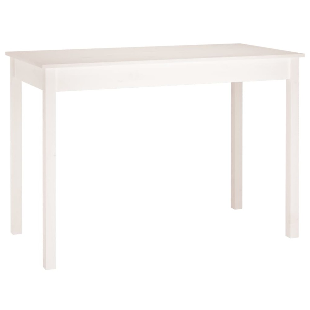 vidaXL Masă de sufragerie, alb, 110x55x75 cm, lemn masiv de pin