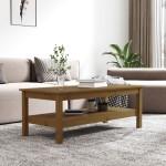 vidaXL Măsuță de cafea, maro miere, 110x50x40 cm, lemn masiv de pin vidaXL Măsuță de cafea, maro miere, 110x50x40 cm, lemn masiv de pin