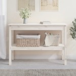 vidaXL Masă consolă, alb, 110x40x75 cm, lemn masiv de pin vidaXL Masă consolă, alb, 110x40x75 cm, lemn masiv de pin