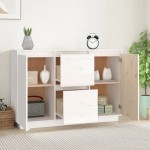vidaXL Servantă, alb, 111x34x75 cm, lemn masiv de pin