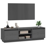 vidaXL Comodă TV, gri, 140x35x40 cm, lemn masiv de pin vidaXL Comodă TV, gri, 140x35x40 cm, lemn masiv de pin