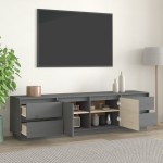 vidaXL Comodă TV, gri, 176x37x47,5 cm, lemn masiv de pin vidaXL Comodă TV, gri, 176x37x47,5 cm, lemn masiv de pin