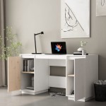 vidaXL Birou, alb, 140x50x75 cm, lemn masiv de pin