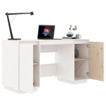 vidaXL Birou, alb, 140x50x75 cm, lemn masiv de pin