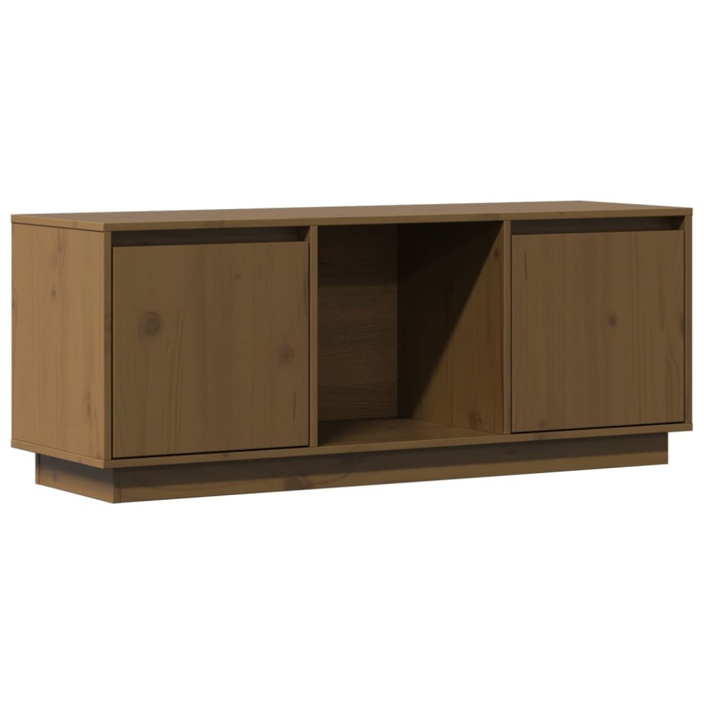 vidaXL Comodă TV, maro miere, 110,5x35x44 cm, lemn masiv de pin