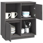 vidaXL Dulap, gri, 74x35x80 cm, lemn masiv de pin vidaXL Dulap, gri, 74x35x80 cm, lemn masiv de pin