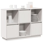 vidaXL Servantă, alb, 110,5x35x80 cm, lemn masiv de pin
