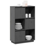 vidaXL Dulap înalt, gri, 74x35x117 cm, lemn masiv de pin