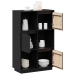 vidaXL Dulap înalt, negru, 74x35x117 cm, lemn masiv de pin